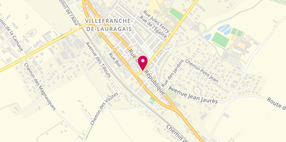 Plan de AXA Assurance et Banque Sarah LEBON, 61 Rue de la République, 31290 Villefranche-de-Lauragais