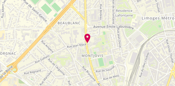 Plan de Aréas Assurances Ludovic PEYRICHOU, 118 avenue Montjovis, 87100 Limoges