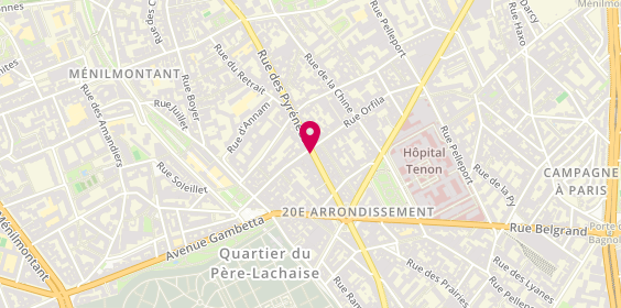 Plan de AESIO mutuelle, 257 Rue des Pyrénées, 75020 Paris