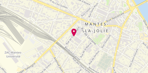 Plan de Matmut, Angle
1 Rue de Champagne
Rue du Lavoir, 78200 Mantes-La-Jolie, France